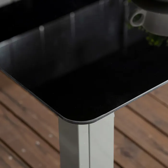 Outsunny 7 Piece Garden Dining Set, Outdoor Table and 6 Chair, Aluminium, Black