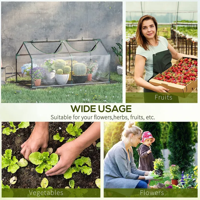 Outsunny Greenhouse Plants Foil Tomato Vegetable House W/ 2 Windows Clear