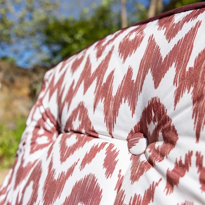 Primrose 6 Seater Reclining Garden Furniture Dining Set with Reversible Cushions and Crank Parasol in Wine