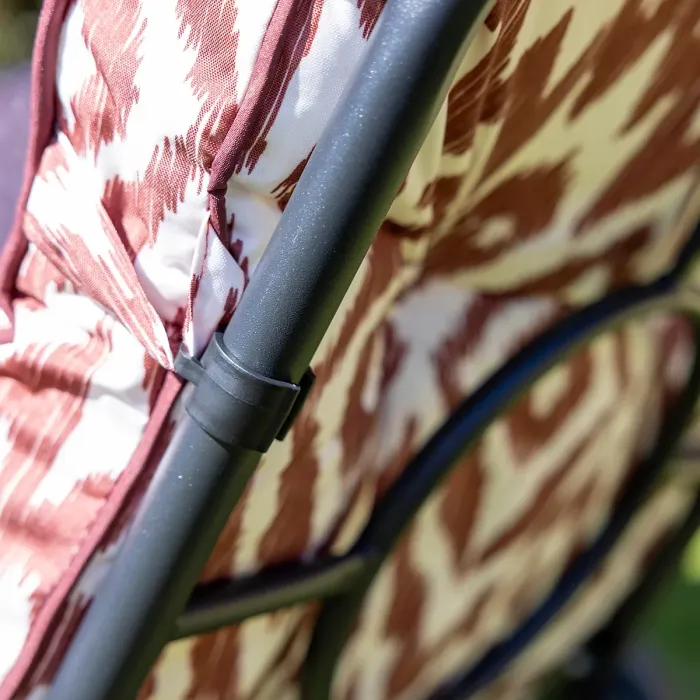 Primrose 6 Seater Reclining Garden Furniture Dining Set with Reversible Cushions and Crank Parasol in Wine