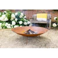 Primrose Corten Steel Fire Pit & Water Bowl 100cm Diameter