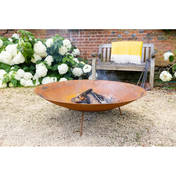 Primrose Corten Steel Fire Pit & Water Bowl 100cm Diameter