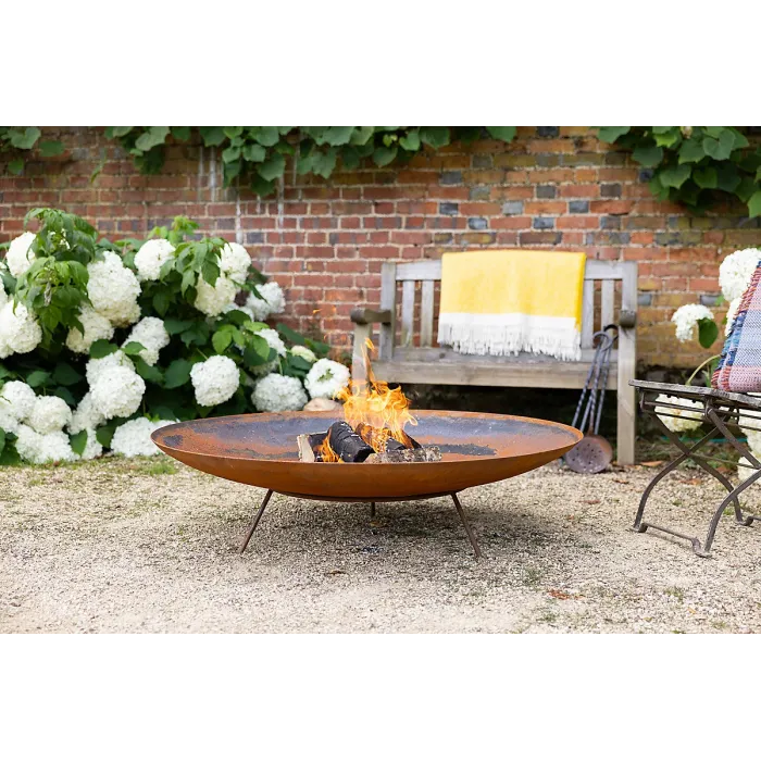 Primrose Corten Steel Fire Pit & Water Bowl 100cm Diameter