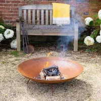 Primrose Corten Steel Fire Pit & Water Bowl Round 80cm Round