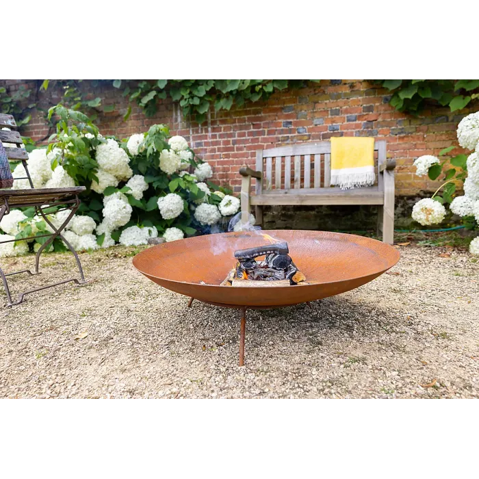 Primrose Corten Steel Fire Pit & Water Bowl Round 80cm Round