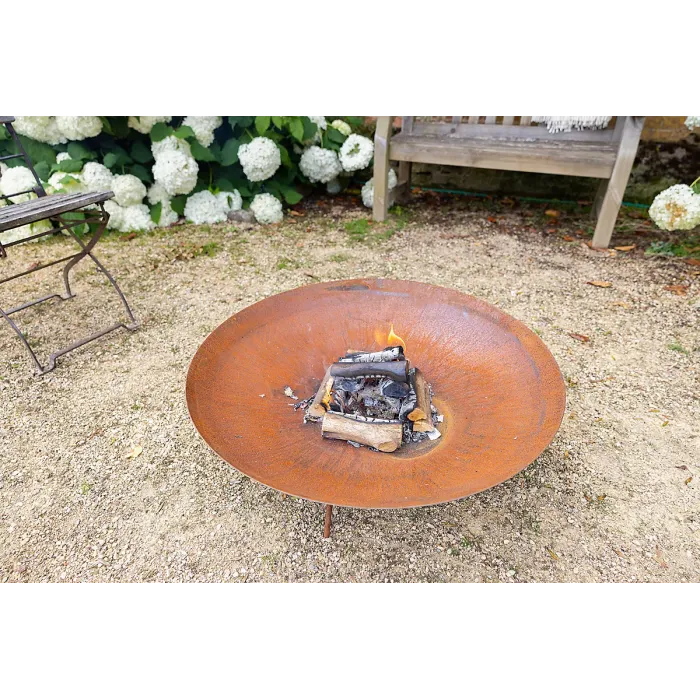 Primrose Corten Steel Fire Pit & Water Bowl Round 80cm Round