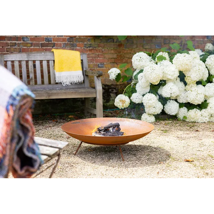 Primrose Corten Steel Fire Pit & Water Bowl Round 80cm Round