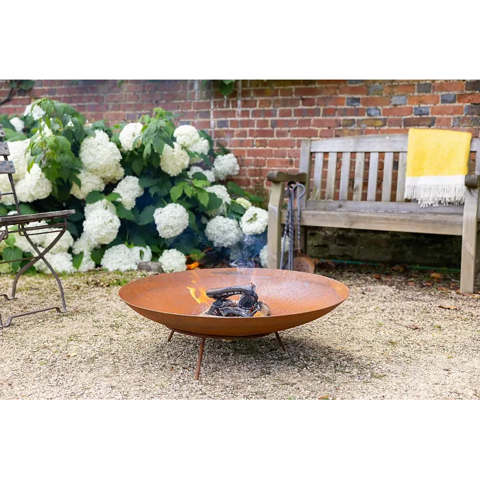 Primrose Corten Steel Fire Pit & Water Bowl Round 80cm Round