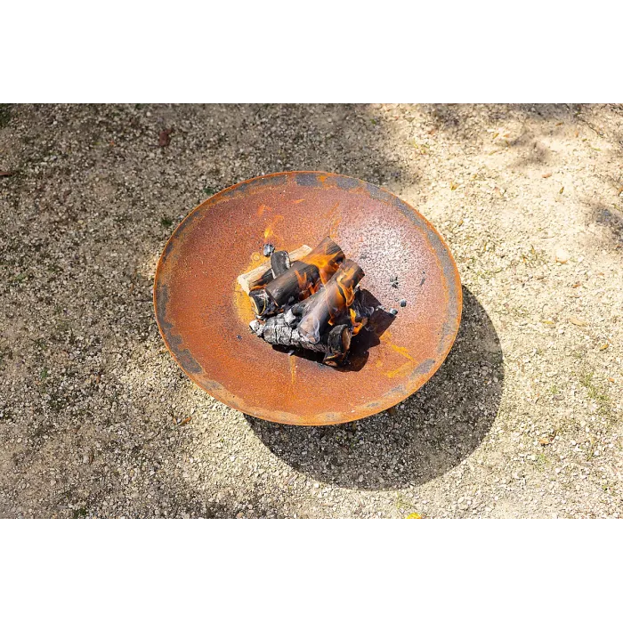 Primrose Corten Steel Fire Pit & Water Bowl Round 80cm Round