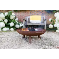 Primrose Corten Steel Fire Bowl With Round Legs 62cm Round