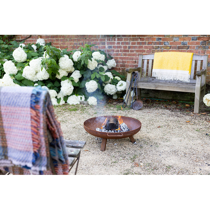 Primrose Corten Steel Fire Bowl With Round Legs 62cm Round