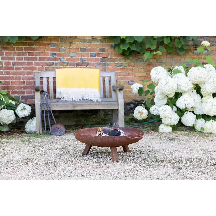 Primrose Corten Steel Fire Bowl With Round Legs 62cm Round