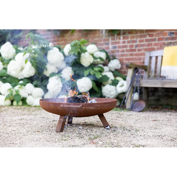 Primrose Corten Steel Fire Bowl With Round Legs 62cm Round