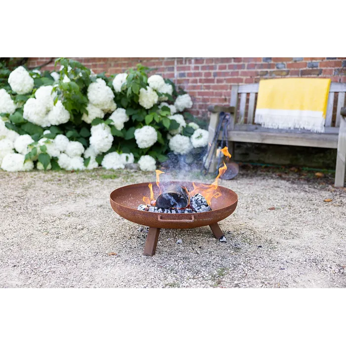 Primrose Corten Steel Fire Bowl With Round Legs 62cm Round