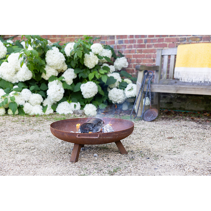 Primrose Corten Steel Fire Bowl With Round Legs 62cm Round