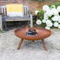 Primrose Corten Steel Fire Bowl With Round Legs 82cm Round