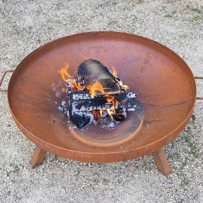 Primrose Corten Steel Fire Bowl With Round Legs 82cm Round