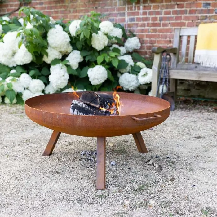 Primrose Corten Steel Fire Bowl With Round Legs 82cm Round