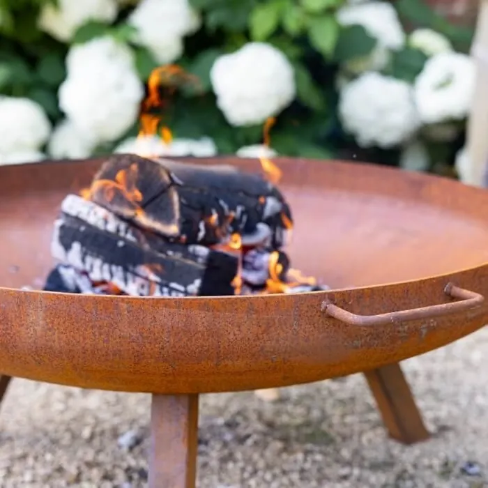Primrose Corten Steel Fire Bowl With Round Legs 82cm Round