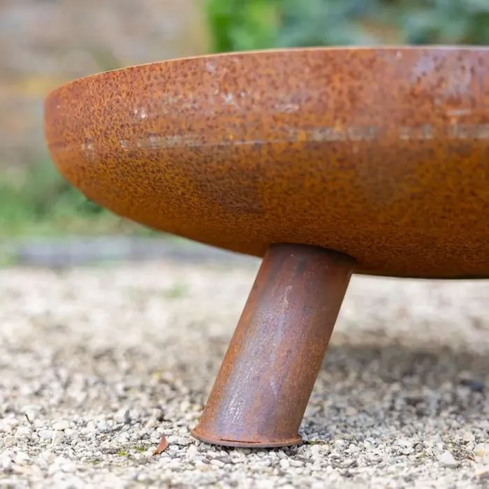 Primrose Corten Steel Fire Bowl With Round Legs 82cm Round