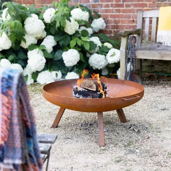 Primrose Corten Steel Fire Bowl With Round Legs 82cm Round