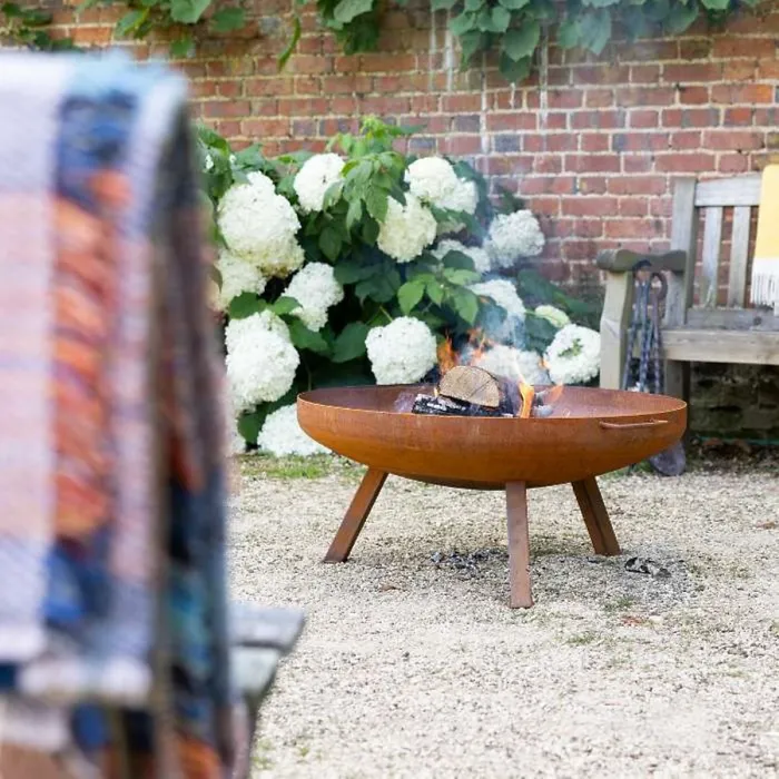 Primrose Corten Steel Fire Bowl With Round Legs 82cm Round