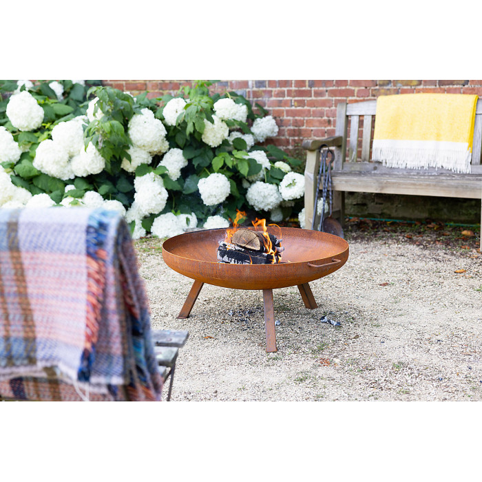 Primrose Corten Steel Fire Bowl With Square Legs 82cm Round