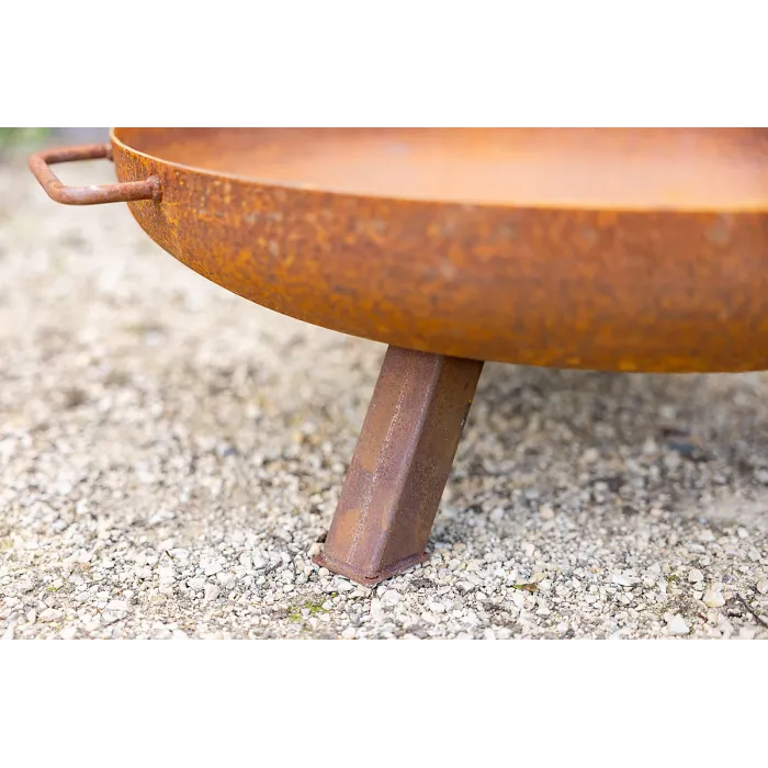 Primrose Corten Steel Fire Bowl With Square Legs 82cm Round