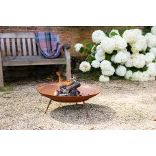 Primrose Corten Steel Fire Pit & Water Bowl Round 61cm Round