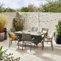 FurnitureboxUK Antigua Outdoor Rattan Dining Set - 6 Seat Grey Garden Dining Table & Outdoor Chairs For Patio & Deck- Free Cover