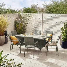 FurnitureboxUK Antigua Outdoor Rattan Dining Set - 6 Seat Grey Garden Dining Table & Outdoor Chairs For Patio & Deck- Free Cover