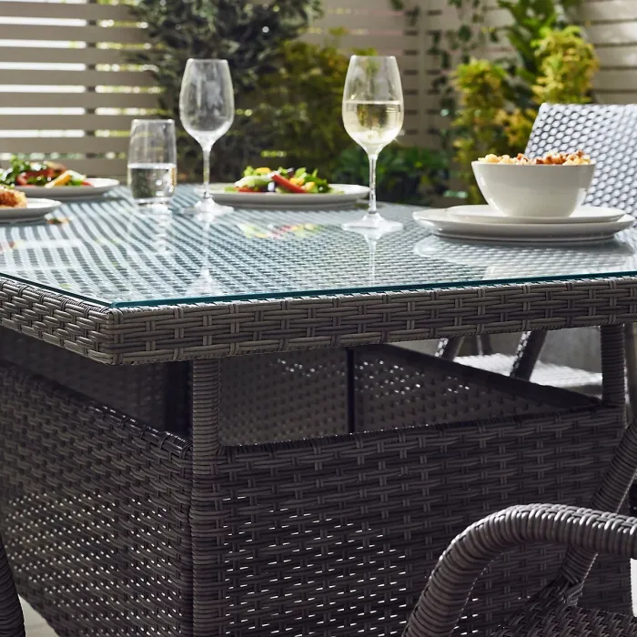 FurnitureboxUK Antigua Outdoor Rattan Dining Set - 6 Seat Grey Garden Dining Table & Outdoor Chairs For Patio & Deck- Free Cover