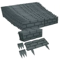 Grey Green Brick Effect Garden Lawn Edging Border Bordering ABS Plastic 17.6m