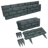 Grey Green Brick Effect Garden Lawn Edging Border Bordering ABS Plastic 3.52m