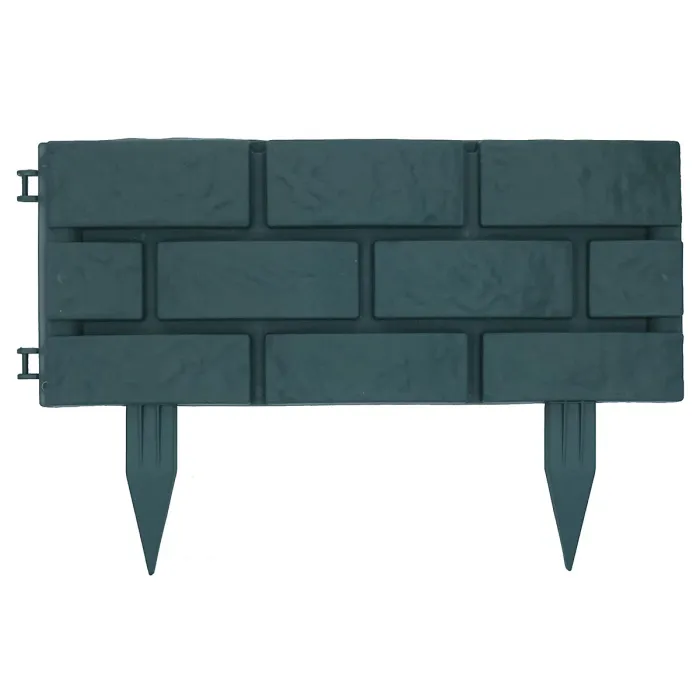 Grey Green Brick Effect Garden Lawn Edging Border Bordering ABS Plastic 10.56m
