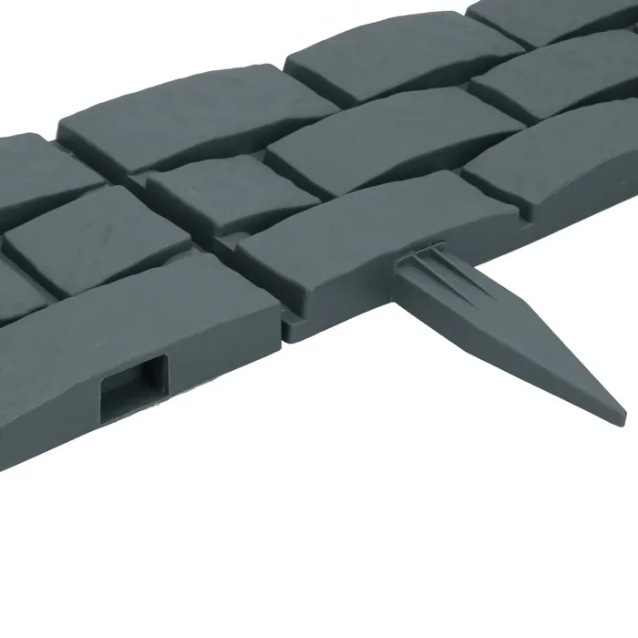 Grey Green Brick Effect Garden Lawn Edging Border Bordering ABS Plastic 10.56m
