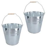 10L Galvanised Steel Metal Bucket Pail Water Coal Fire Greenhouse Garden Plants 2pc