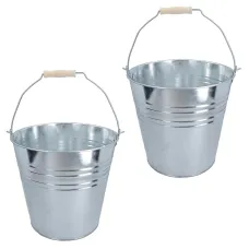 10L Galvanised Steel Metal Bucket Pail Water Coal Fire Greenhouse Garden Plants 2pc