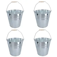 10L Galvanised Steel Metal Bucket Pail Water Coal Fire Greenhouse Garden Plants 4pc