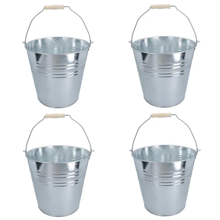 10L Galvanised Steel Metal Bucket Pail Water Coal Fire Greenhouse Garden Plants 4pc