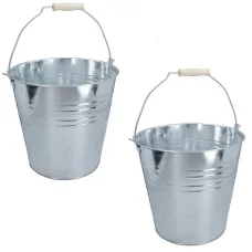 15L Galvanised Steel Metal Bucket Pail Water Coal Fire Greenhouse Garden Plants 2pc
