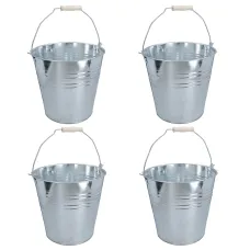 15L Galvanised Steel Metal Bucket Pail Water Coal Fire Greenhouse Garden Plants 4pc