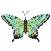 Medium Metal Green Butterfly Wall Art Garden/Home Ornament 21.5 X 33.5CM