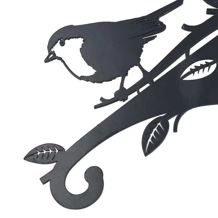 Black Metal Robin On A Branch Hanging Basket Feeder Bracket Garden Home