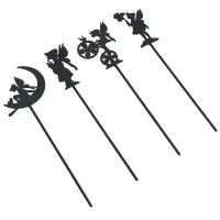 Small Black Fairy Pixie Silhouettes Set of 4 Stake Garden Lawn Yard Ornament