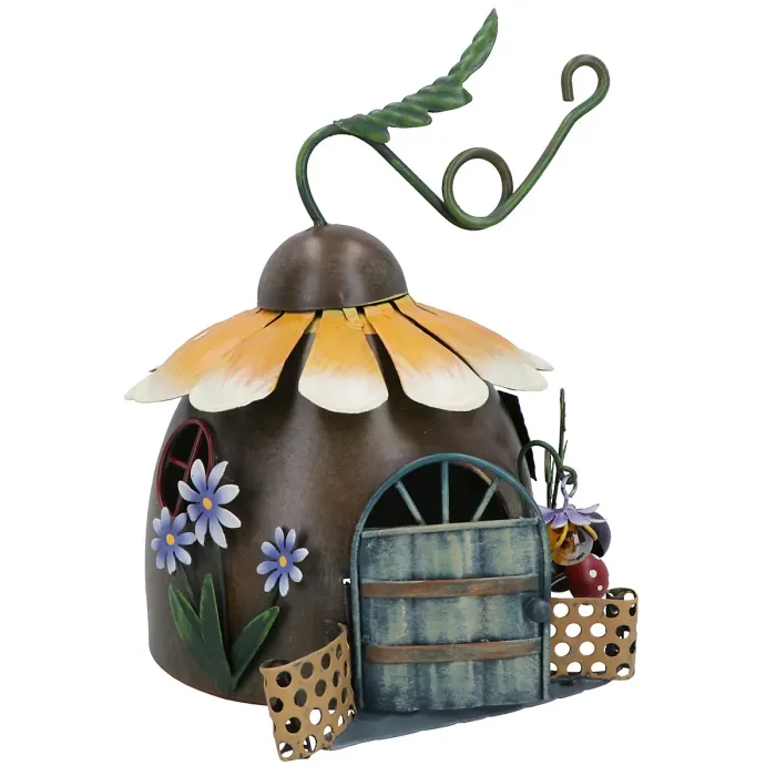 Fairy Sunflower House Outdoor Garden Patio Sculpture Metal Ornament House