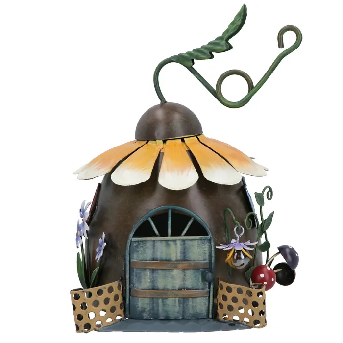 Fairy Sunflower House Outdoor Garden Patio Sculpture Metal Ornament House