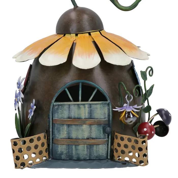 Fairy Sunflower House Outdoor Garden Patio Sculpture Metal Ornament House