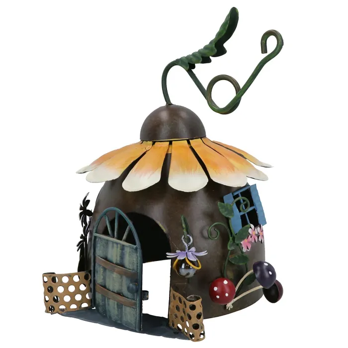 Fairy Sunflower House Outdoor Garden Patio Sculpture Metal Ornament House