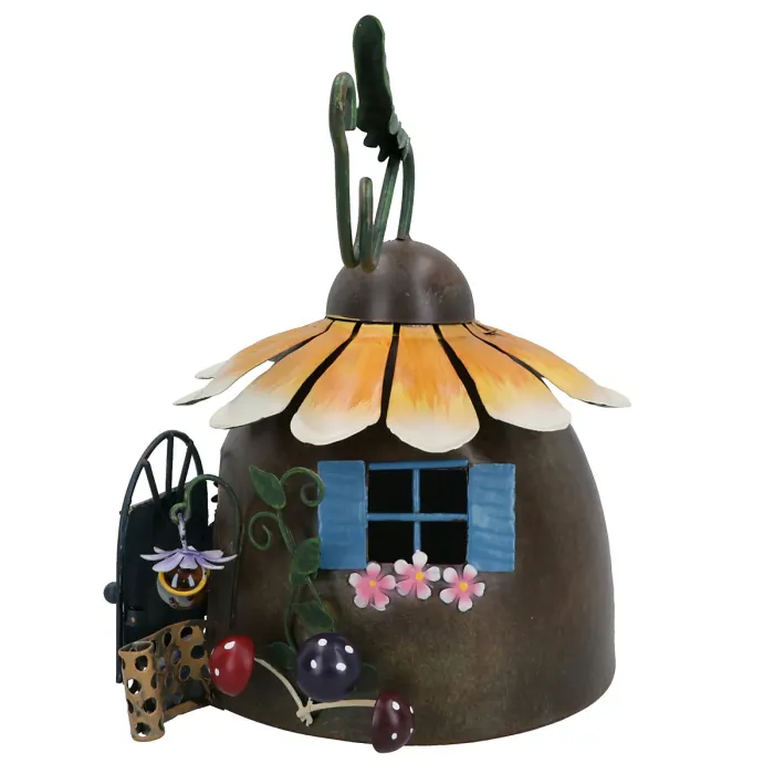 Fairy Sunflower House Outdoor Garden Patio Sculpture Metal Ornament House